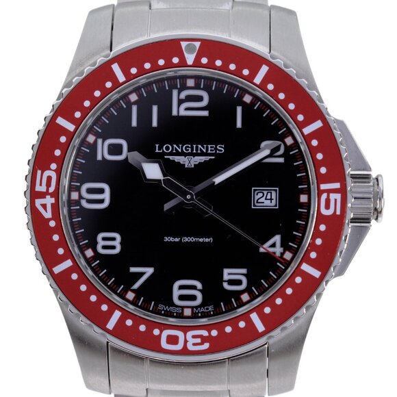Rare Longines Hydro Conquest EF Co 39mm Men's Watch Red Bezel Reference L3.688.4 - Picture 1 of 10
